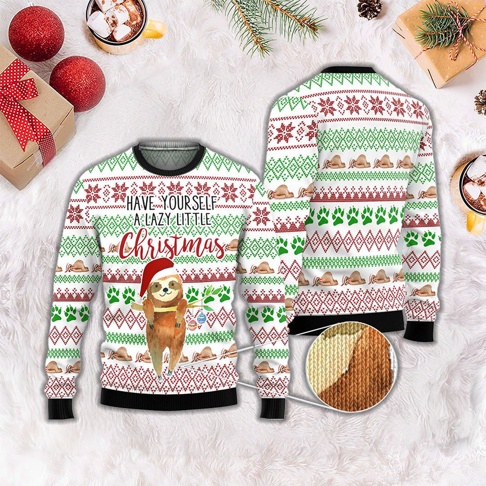 Sloth Have Yourself A Lazy Little Christmas Ugly Sweater Funny Best Christmas Sweater 2024