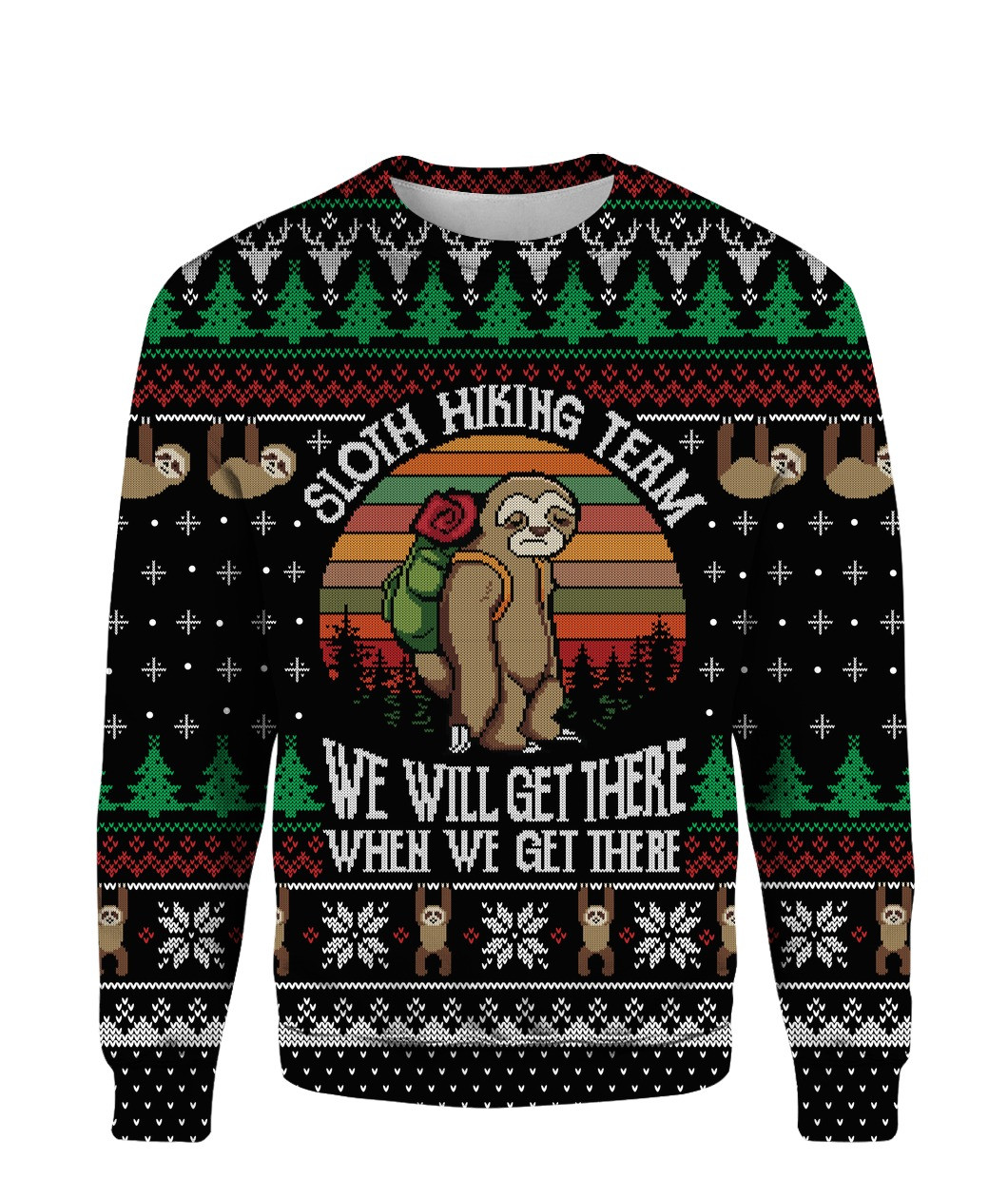 Sloth Hiking Team Ugly Christmas Sweater Meaningful Holiday Gift Merch to Show You Care