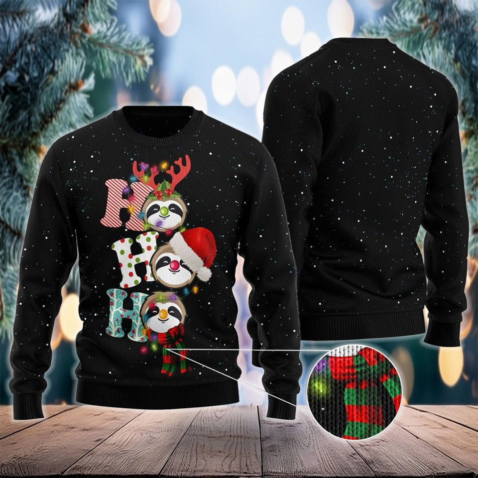 Sloth Ho Ho Ho Ugly Christmas Sweater Cute Xmas Clothing Gifts For Sloth Lovers