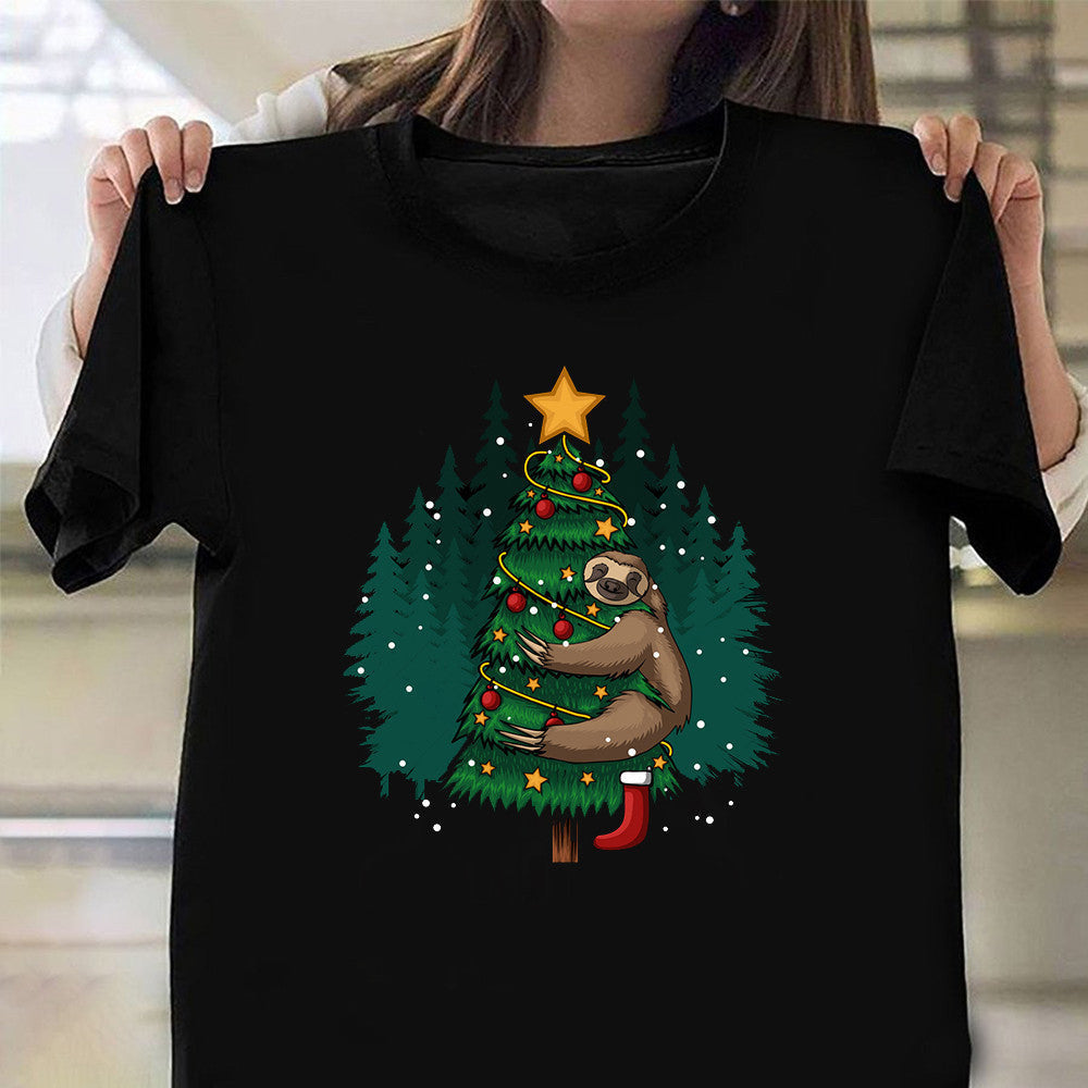 Sloth Hugging Tree Merry Christmas Shirt Sloth Lovers Funny Xmas T-Shirt Gifts For Friends Sloth Hugging Tree Merry Christmas Shirt Sloth Lovers Funny Xmas T-Shirt Gifts For Friends