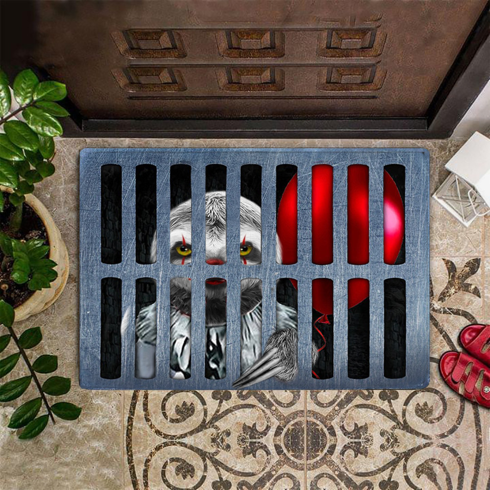 Sloth IT Pennywise Halloween Doormat Unique Halloween Floor Mat House Decor Merch Gift