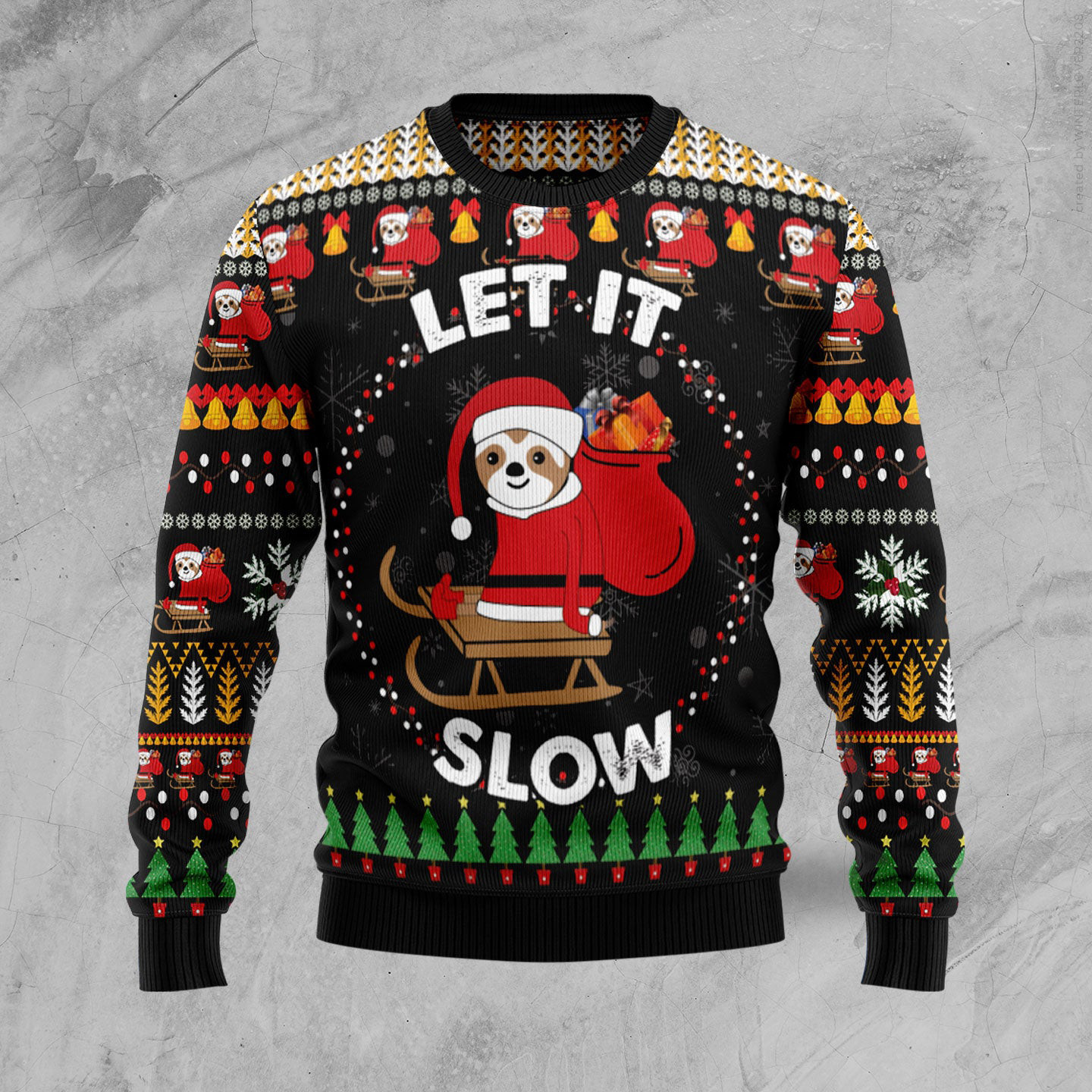 Sloth Let It Slow Ugly Christmas Sweater Animal Design Sloth Lovers Christmas Gifts