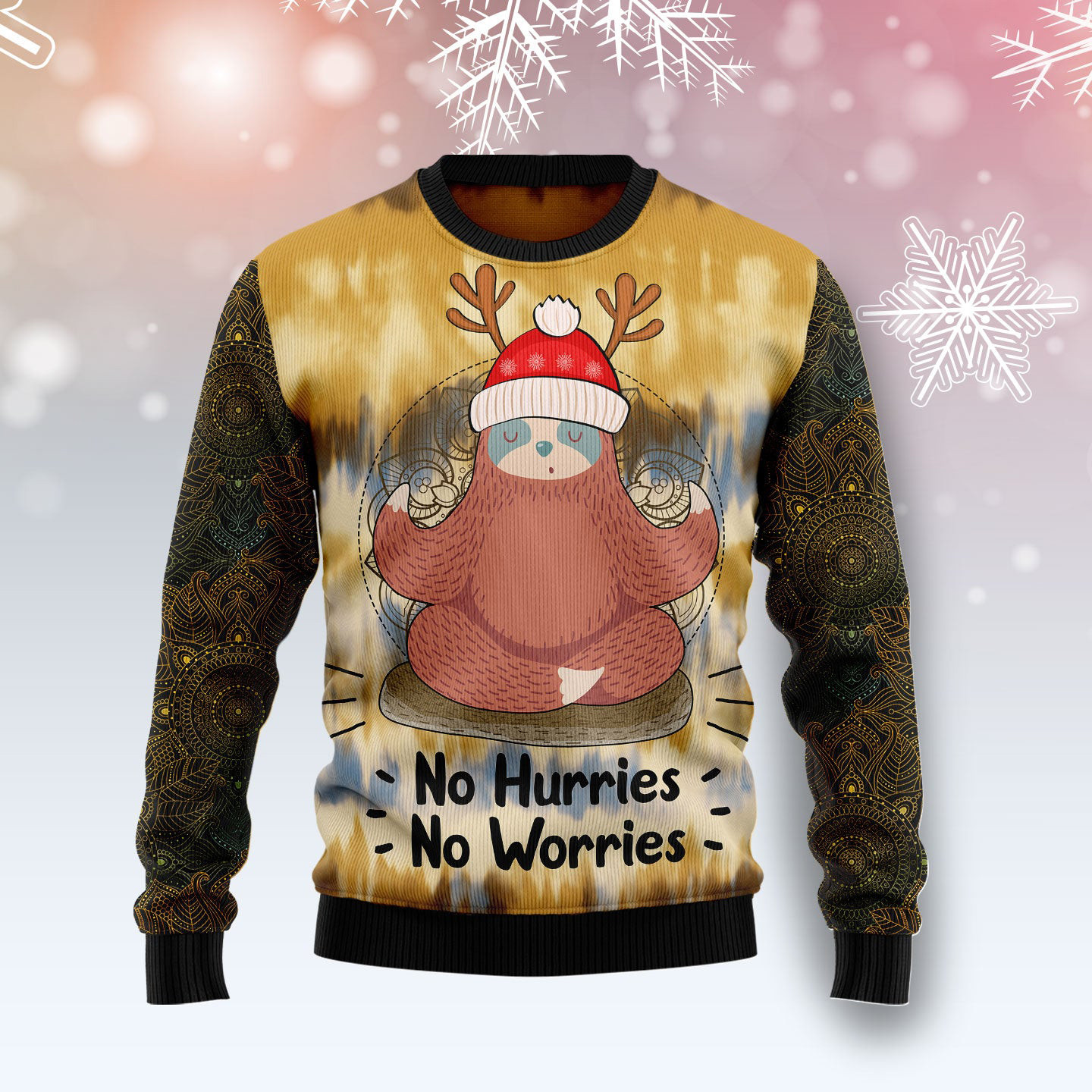 Sloth Mandala Ugly Christmas Sweater Animal Themed Warm Clothes For Winter