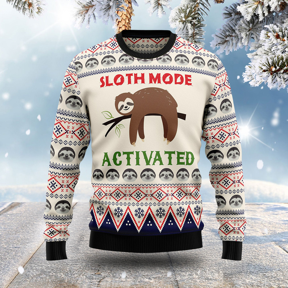 Sloth Mode Activated Ugly Christmas Sweater Winter Apparel Xmas Gifts For Boyfriend
