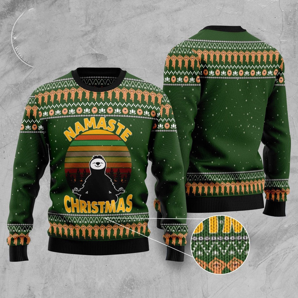 Sloth Namaste Ugly Christmas Sweater Funny Ugly Christmas Sweater Cool Christmas Gifts