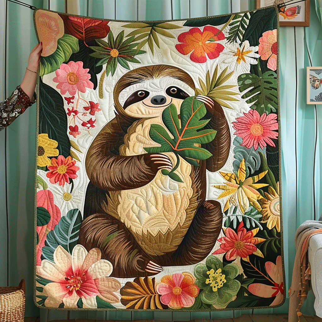 Sloth Sanctuary Quilted Blanket Gifts For Sloth Lovers