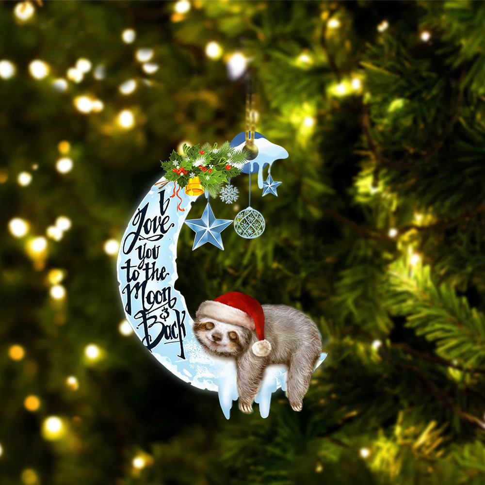 Sloth Santa I Love You To The Moon And Back Ornament Adorable Sloth Hanging Christmas Ornament