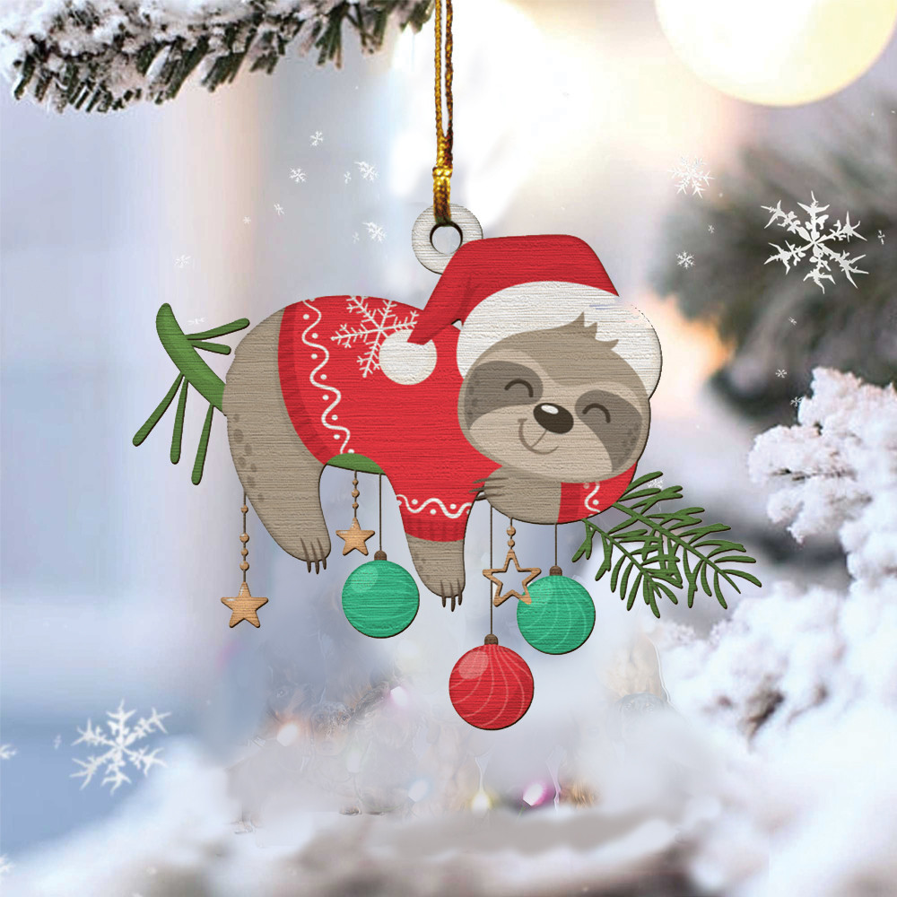 Sloth Santa Ornament Cute Funny Christmas Tree Decorations 2024 Sloth Lovers Gifts