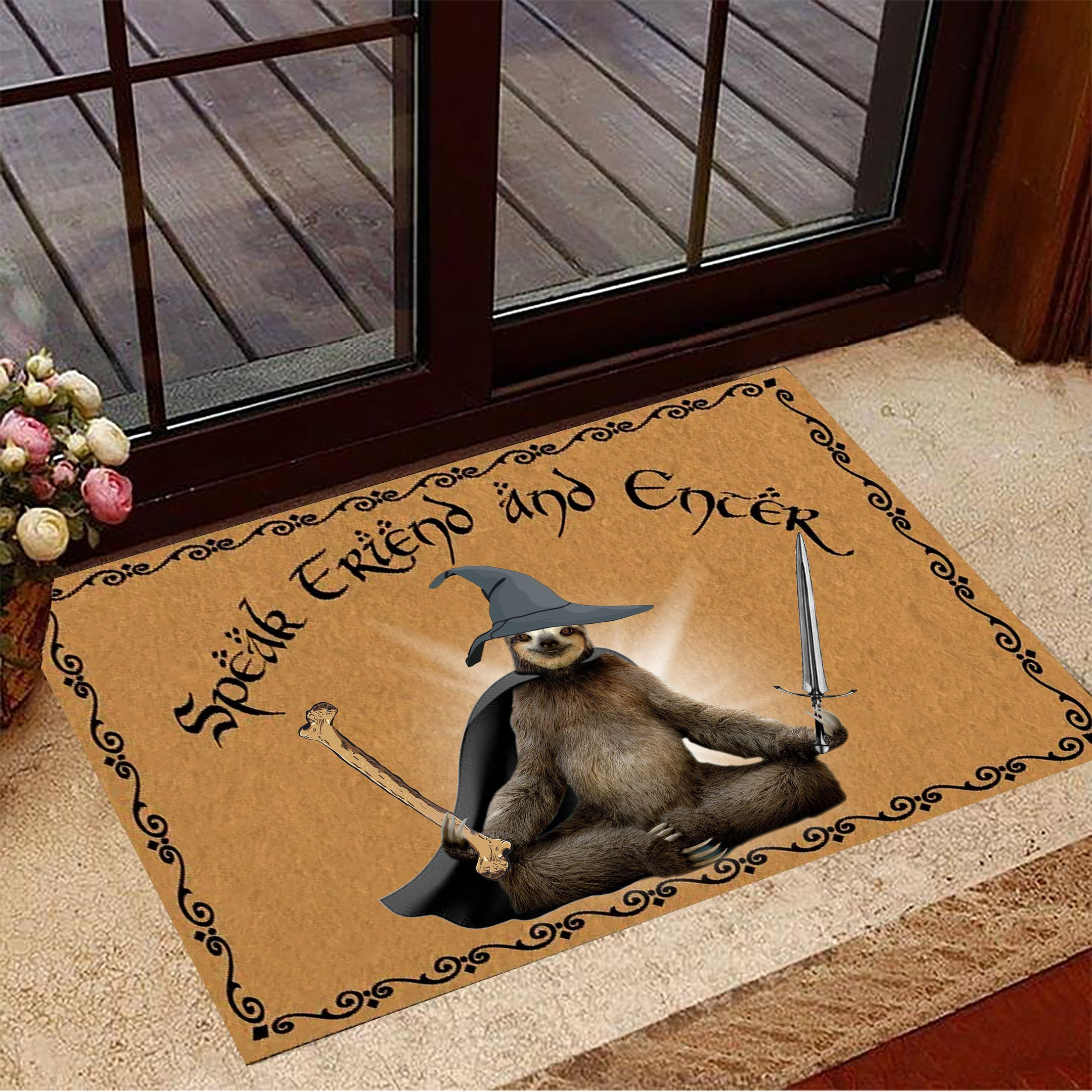 Sloth Speak Friend And Enter Doormat Sloth Gandalf Lord Of The Rings Decor Gift For Fans