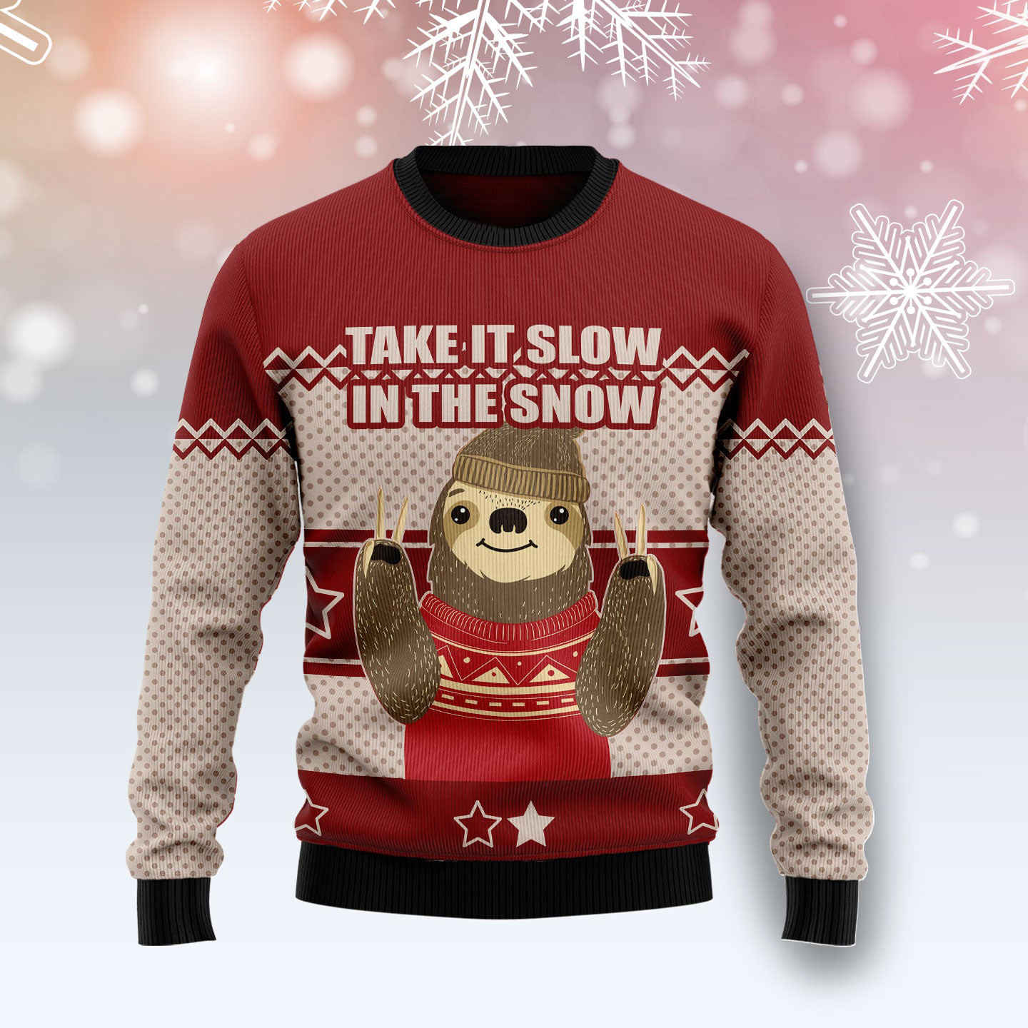 Sloth Take It Slow Ugly Christmas Sweater Holiday Clothing Christmas Presents For Sloth Lovers