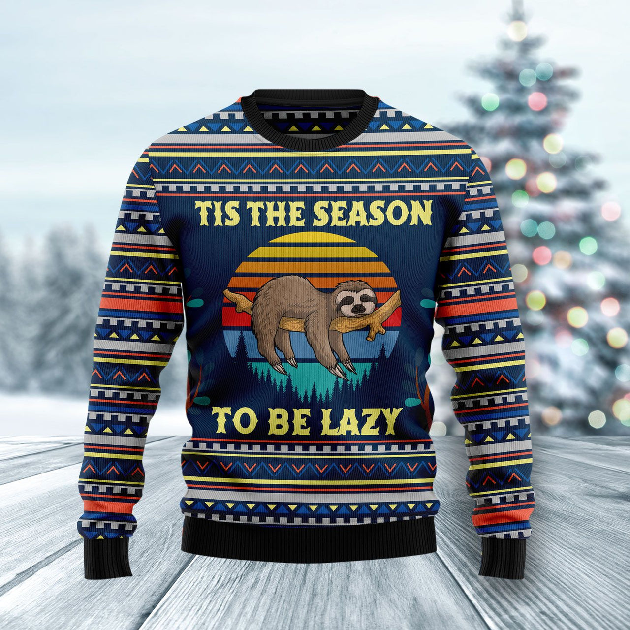 Sloth Tis The Season To Be Lazy Ugly Christmas Sweater Winter Apparel Funny Sloth Gifts