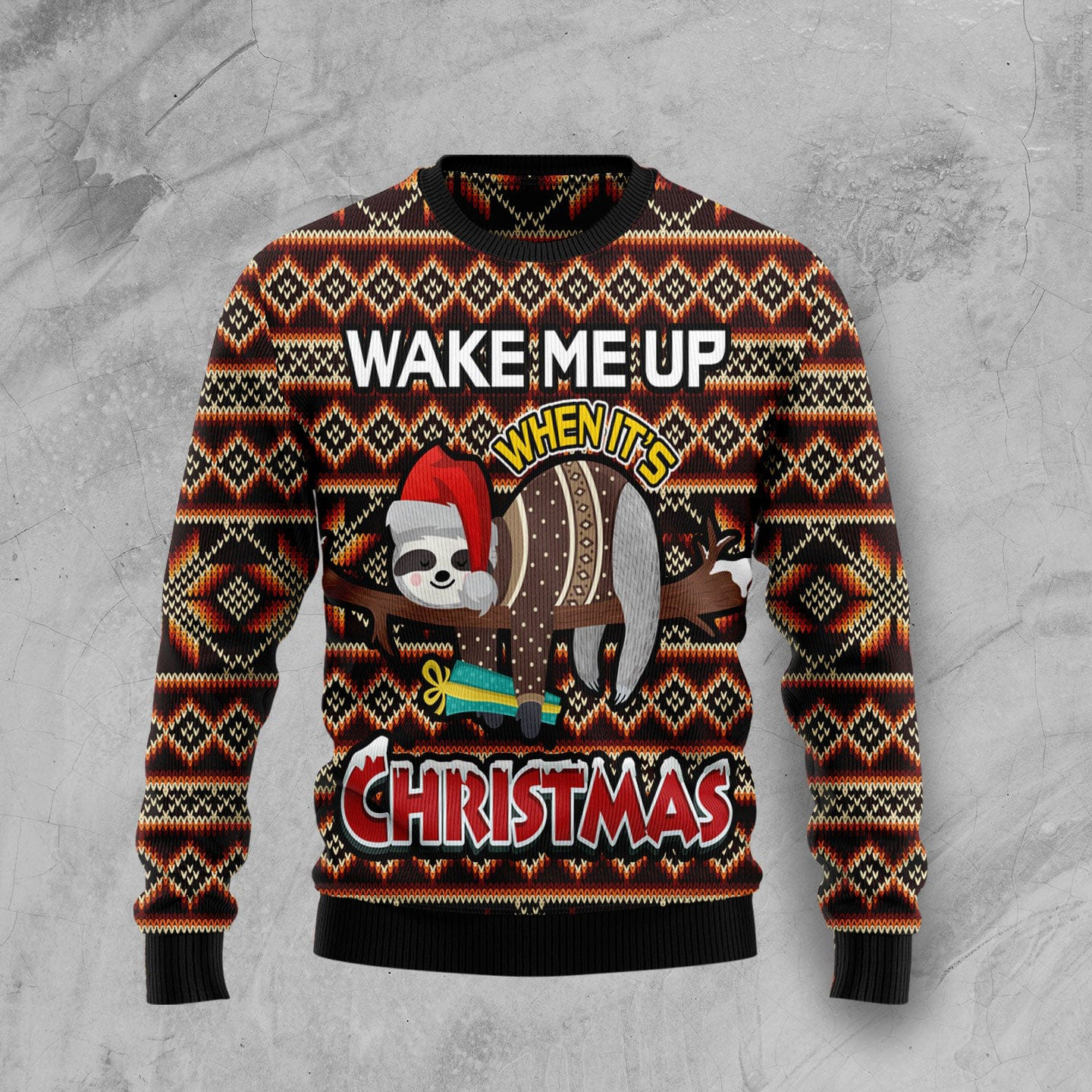Sloth Wake Me Up When It's Christmas Ugly Christmas Sweater Winter Clothes Christmas Gifts