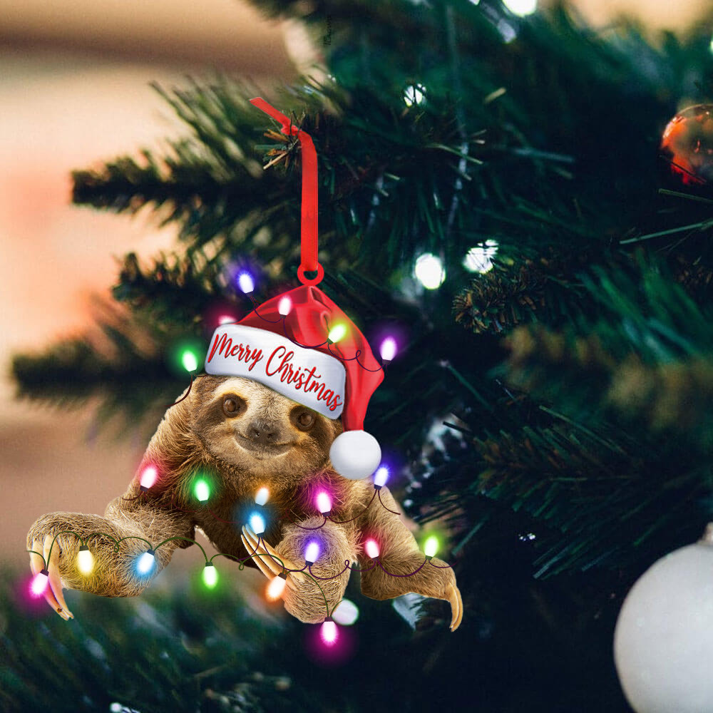 Sloth Wear Santa Hat Ornament Funny Sloth Unique Christmas Tree Decorations
