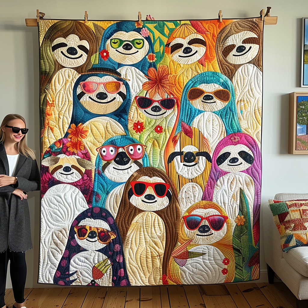 Slothful Snooze Quilted Blanket Gifts For Sloth Lovers