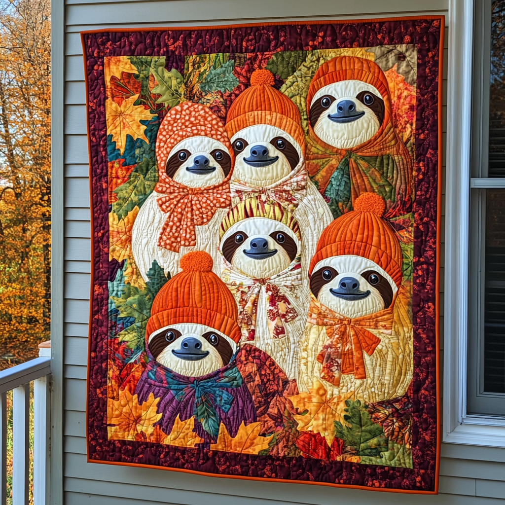 Sloth's Paradise Quilted Blanket Sloth Gift Idea