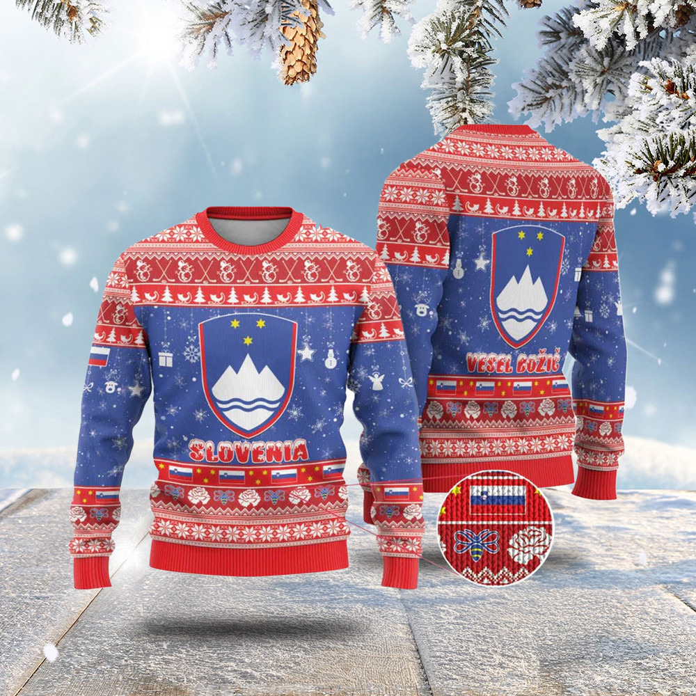 Slovenia Christmas Ugly Christmas Sweater Coat Of Arms Vesel Bozic