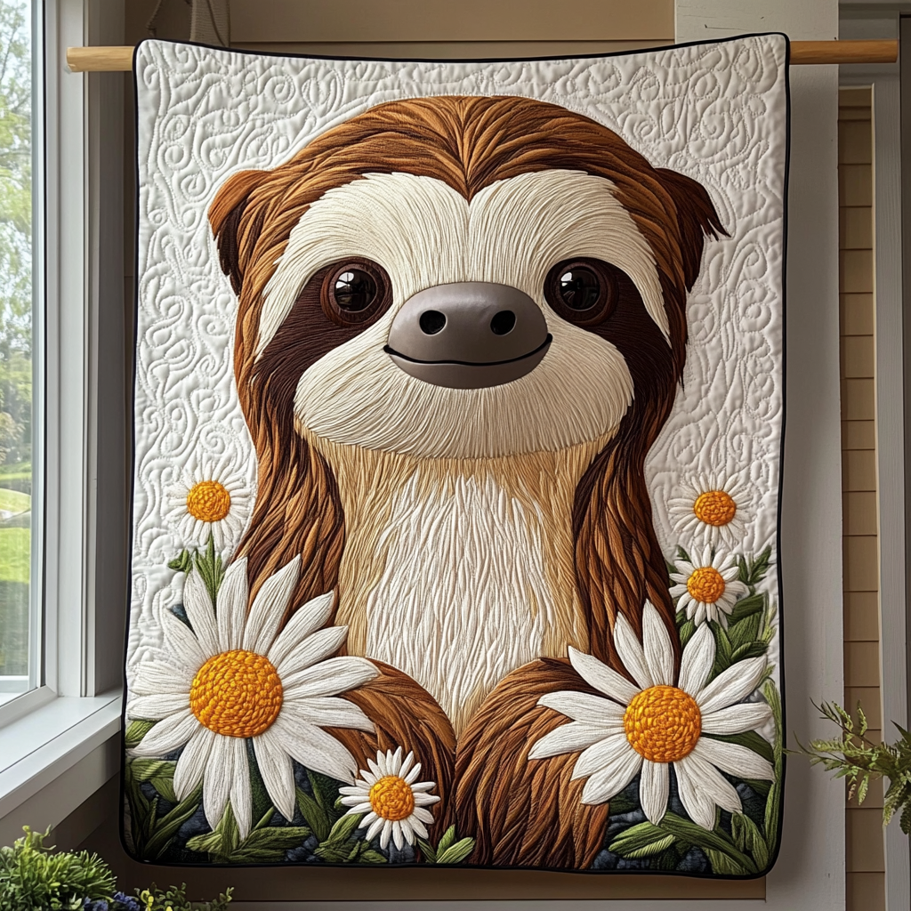 Slow and Steady Charm Quilted Blanket Sloth Present Ideas