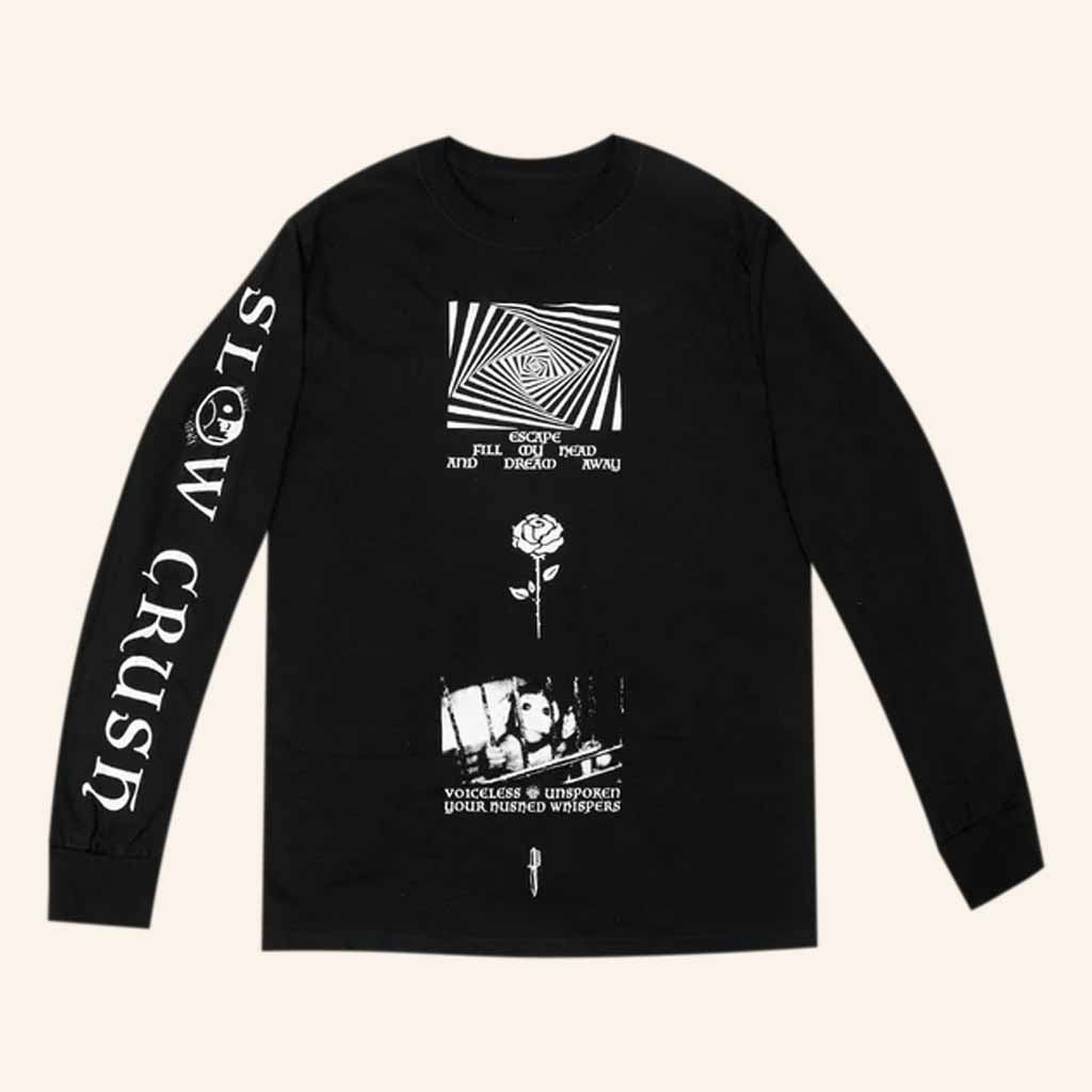 Slow Crush Merch Trippy Illusion Rose Long Sleeve T-Shirt Gifts For Music Lovers Slow Crush Merch Trippy Illusion Rose Long Sleeve T-Shirt Gifts For Music Lovers