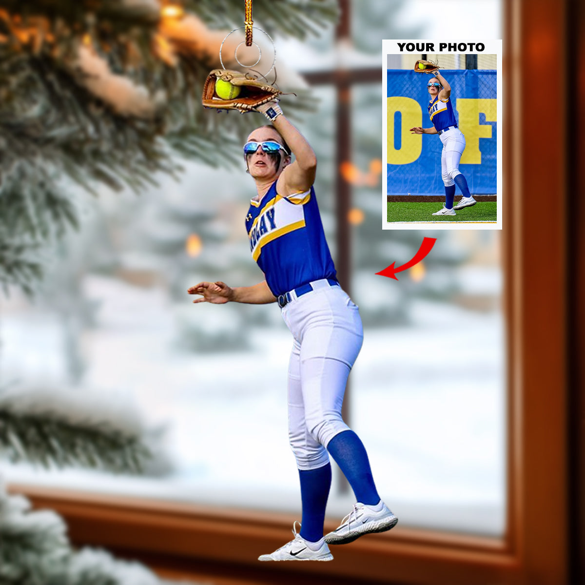 Slugger Star Personalized Photo Mica Ornament Christmas Gift For Softball Lovers Softb