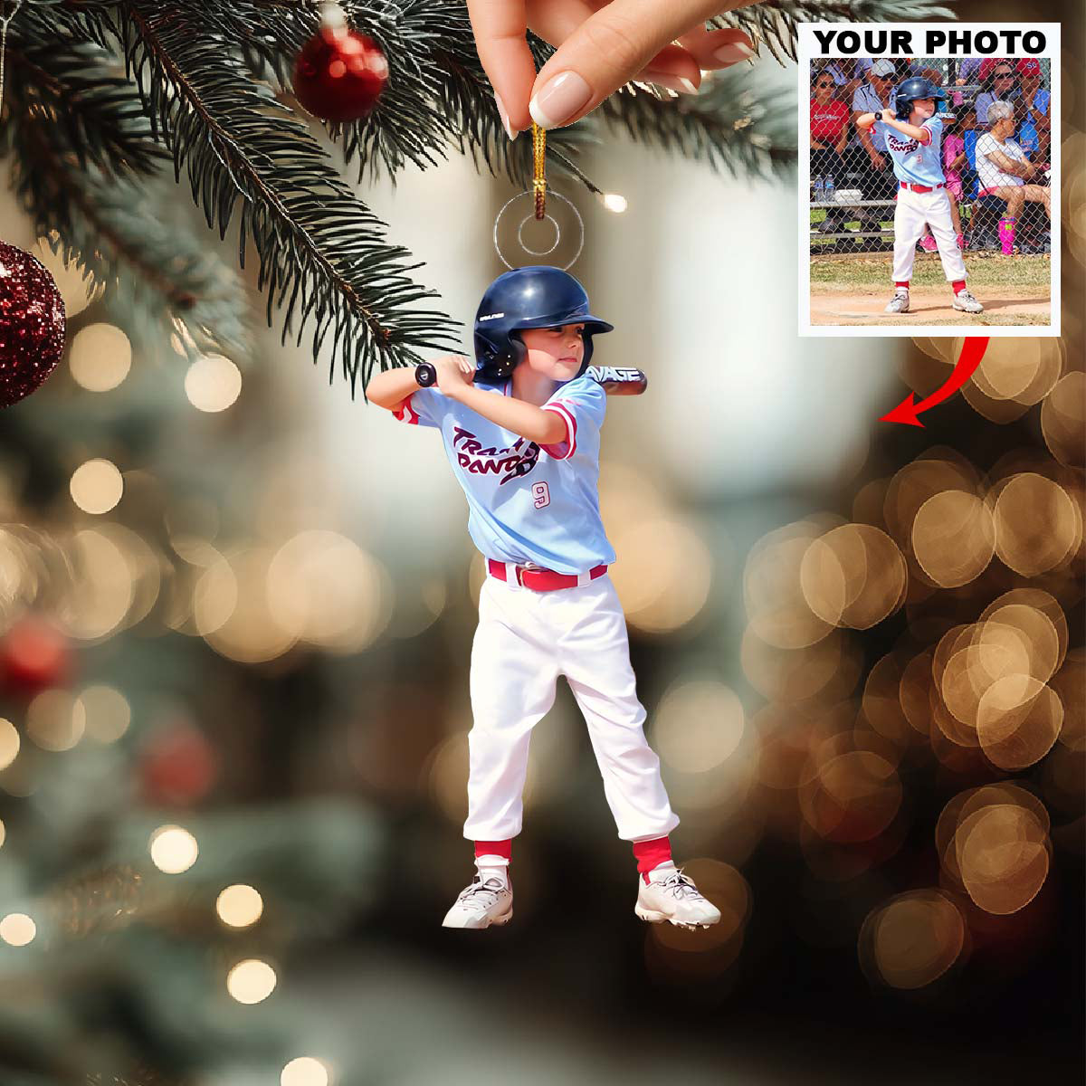 Small Hands Big Hits Personalized Photo Mica Ornament Christmas Gift For Children Base