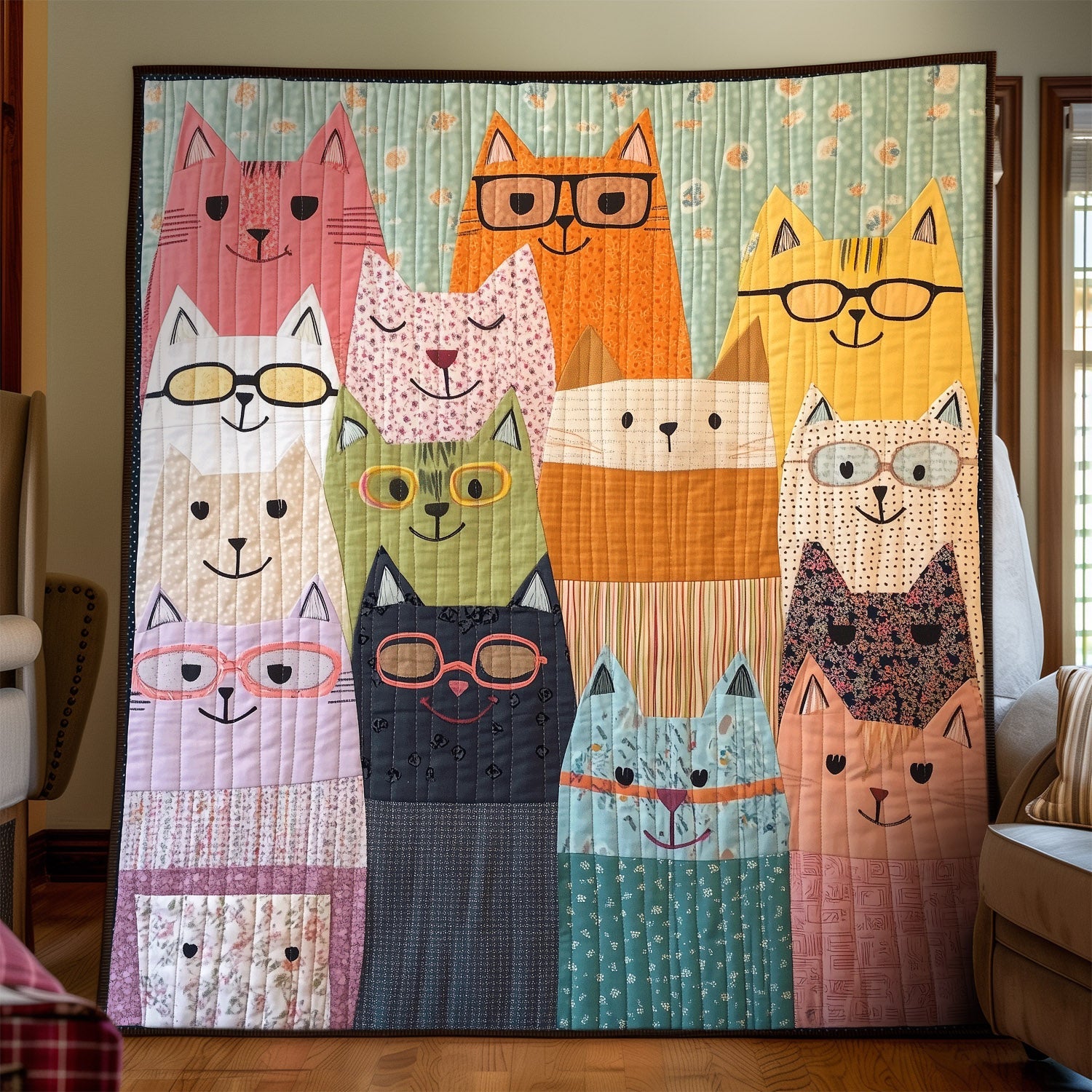 Smarty Kitty Quilted Blanket Novelty Gifts For Cat Lovers