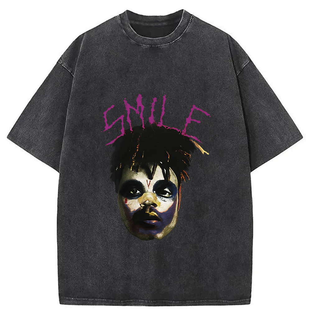 Smile Joker Washed T-Shirt Retro Humor Graphic Top Gifts For BFF