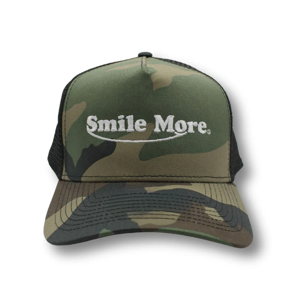 Smile More Merch Smile More Camo Trucker Hat Embroidered Gifts For Dad Smile More Merch Smile More Camo Trucker Hat Embroidered Gifts For Dad