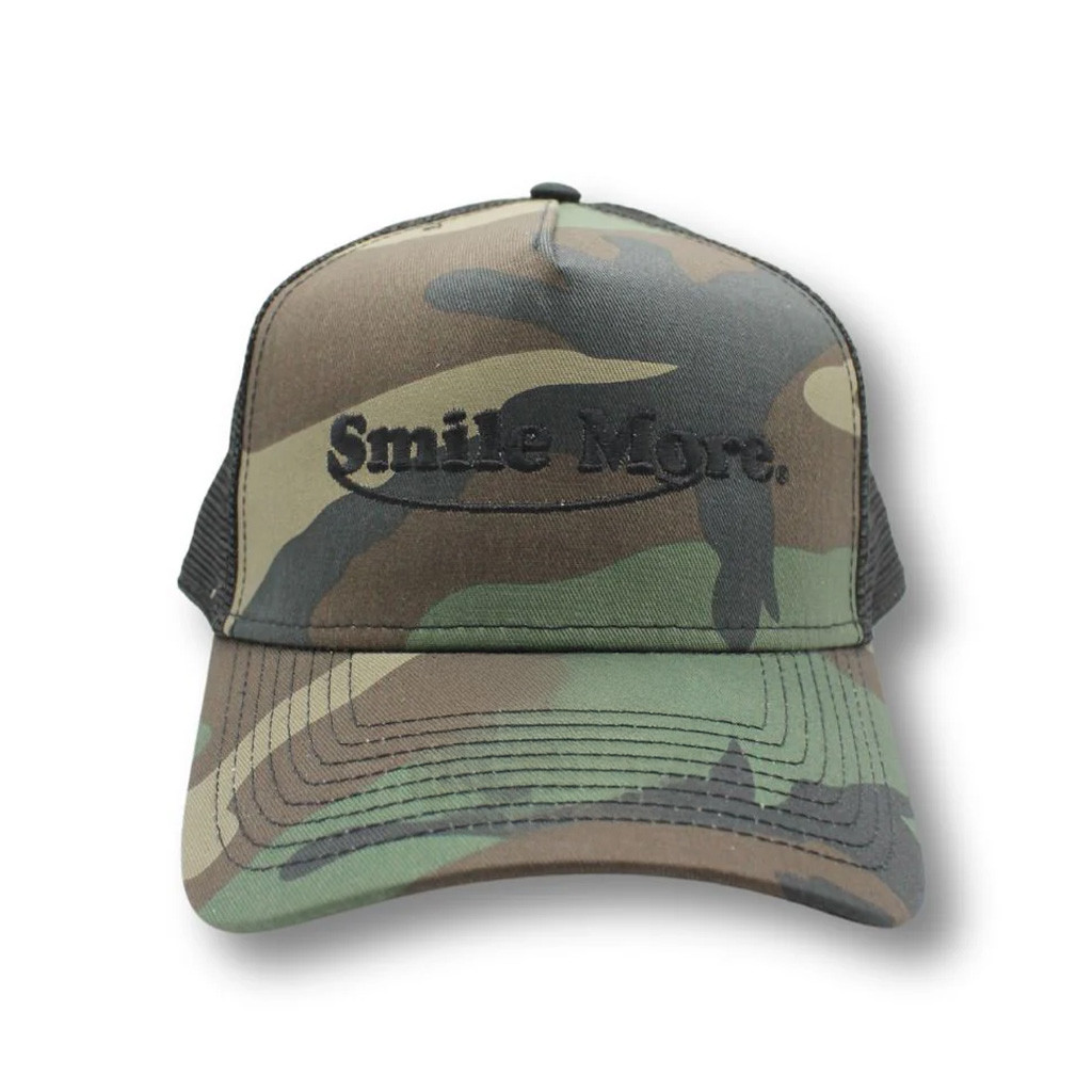 Smile More Merch Smile More Camo Trucker Hat Embroidered Present For Husband Smile More Merch Smile More Camo Trucker Hat Embroidered Present For Husband