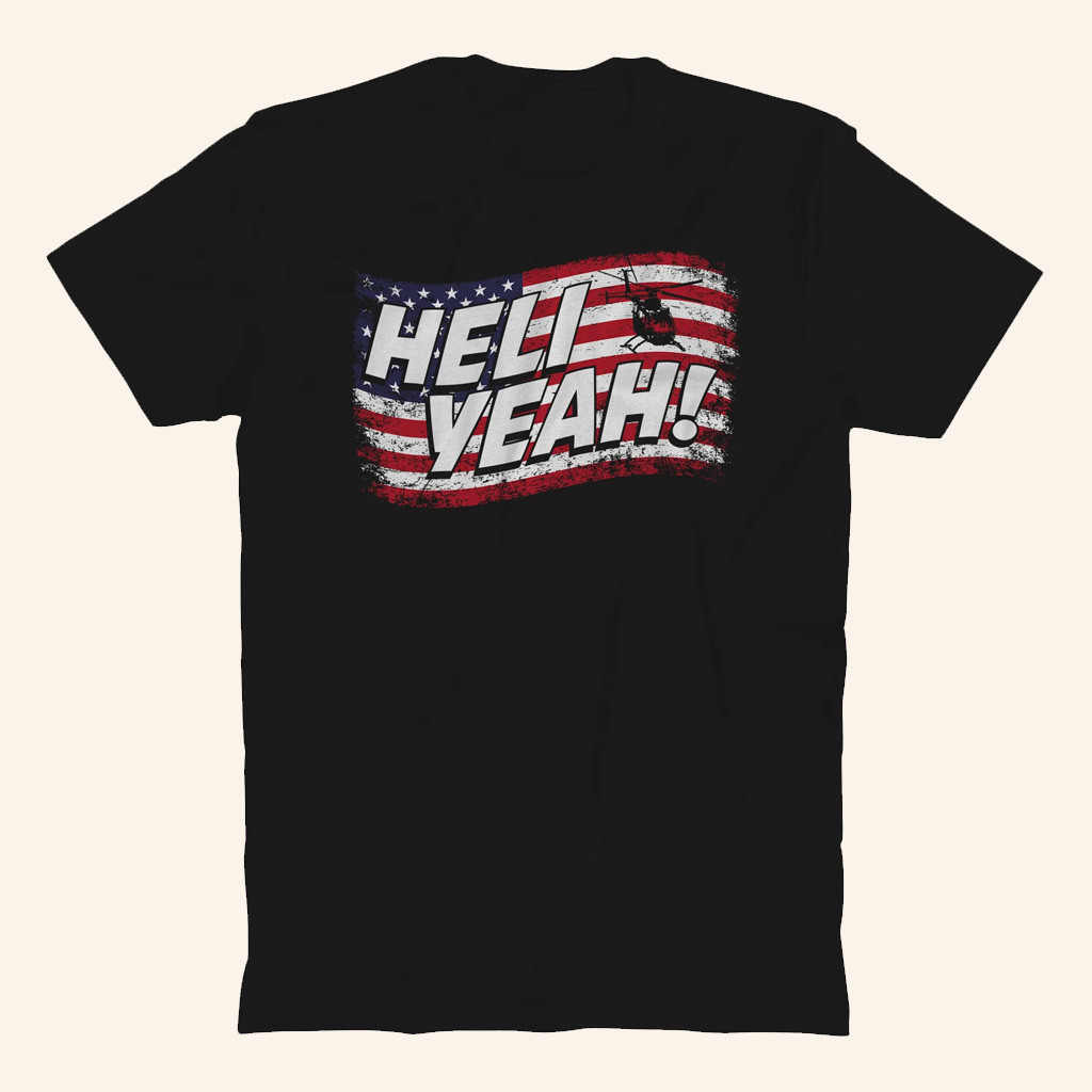 Smile More Merch USA Flag Heli Yeah T-Shirt Best Gifts For Father
