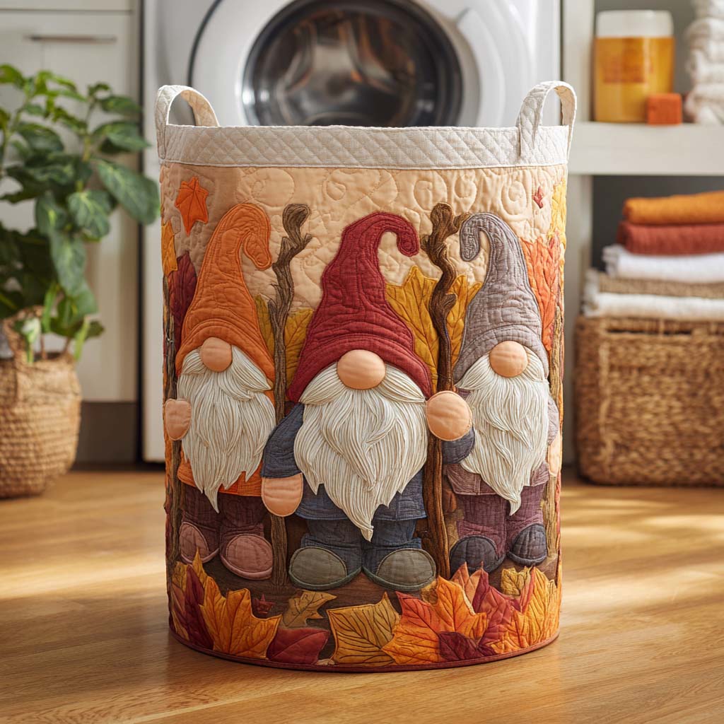 Smiley Gnome Days Quilted Laundry Basket Merch For Kids