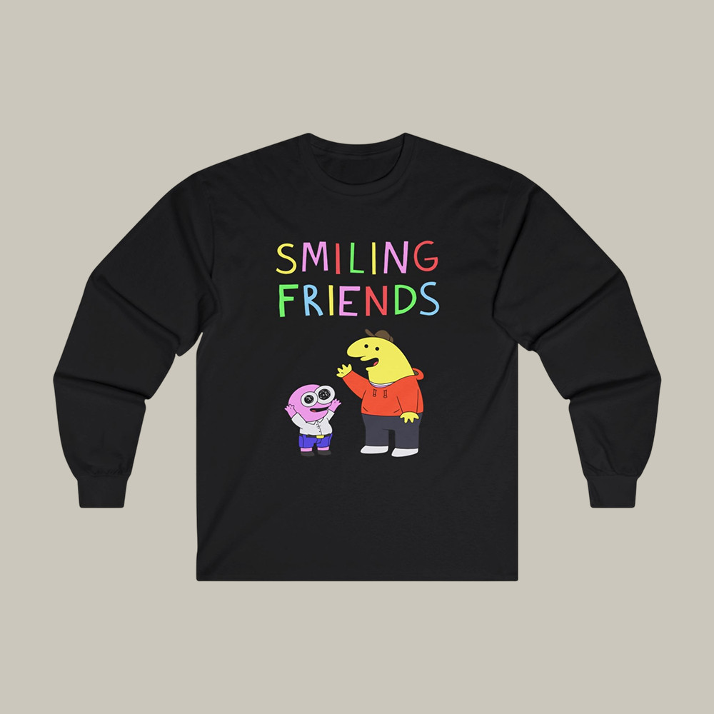Smiling Friends Charlie Pim Allan Glep Long Sleeve Shirt Adult Swim Series Smiling Friends Merch