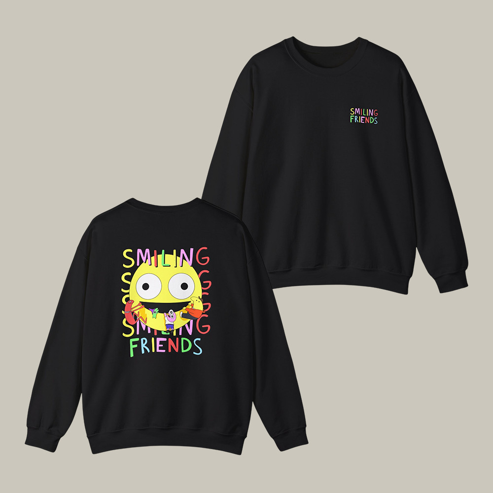 Smiling Friends Hugs All Around Sweatshirt Smiling Friends Apparel Present Idea For Friends