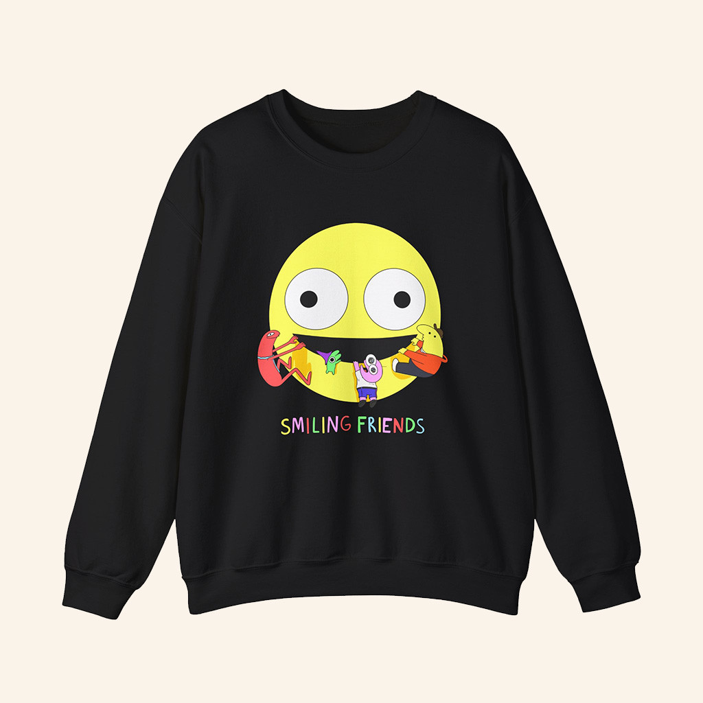 Smiling Friends Merch Black Smiling Friends Sweatshirt Birthday Ideas For Boyfriend