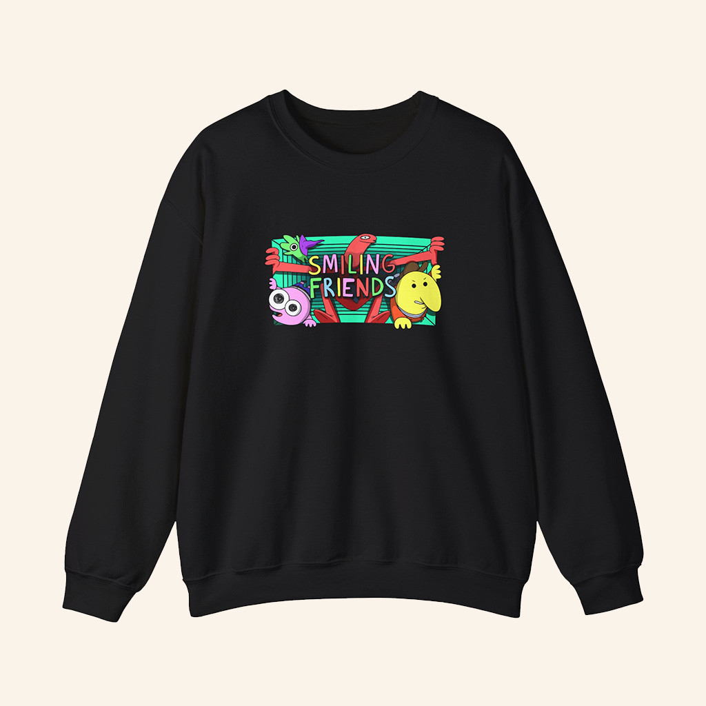 Smiling Friends Merch Black Smiling Friends Sweatshirt Gifts For Son