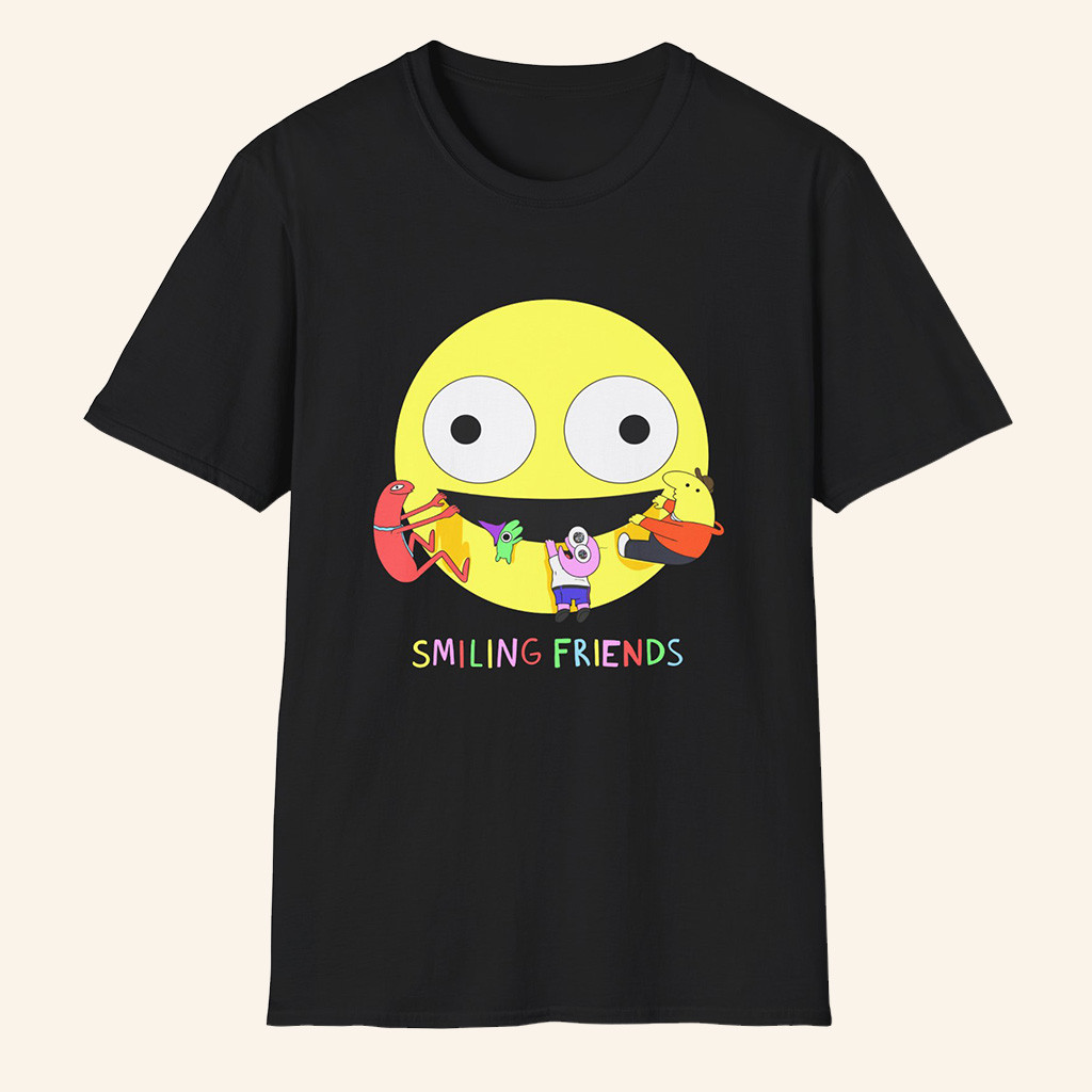 Smiling Friends Merch Black Smiling Friends T-Shirt Presents For Friends