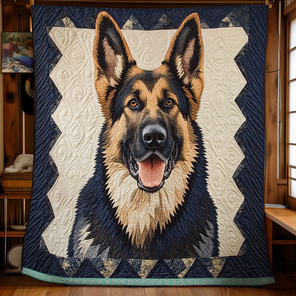 Smiling German Shepherd Quilt Blanket Best Throw Blanket Mother In Law Christmas Gift