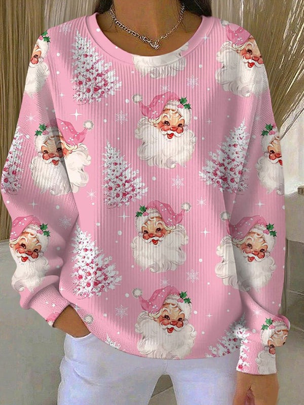 Smiling Santa Christmas Sweatshirt Funny Santa Xmas Apparel Gift Ideas For Her