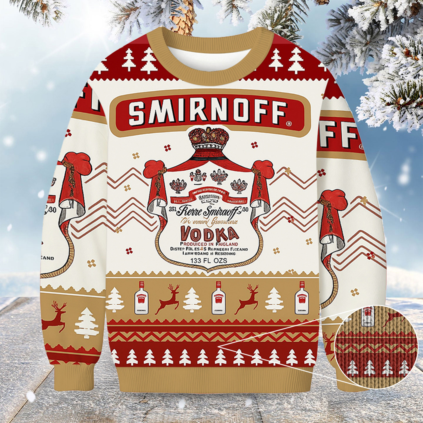 Smirnoff Vodka Christmas Ugly Sweater Holiday Clothing Christmas Gifts For Vodka Lovers