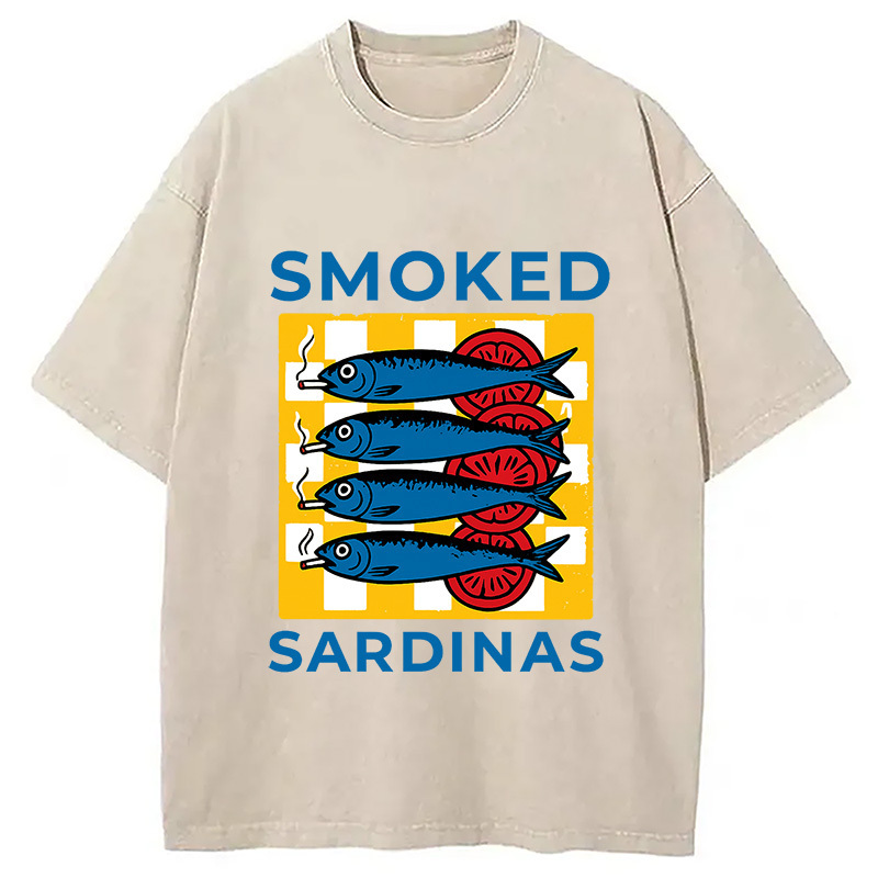 Smoked Sprats Ocean Washed T-Shirt Everyday Comfort Graphic Shirt Gifts For Her