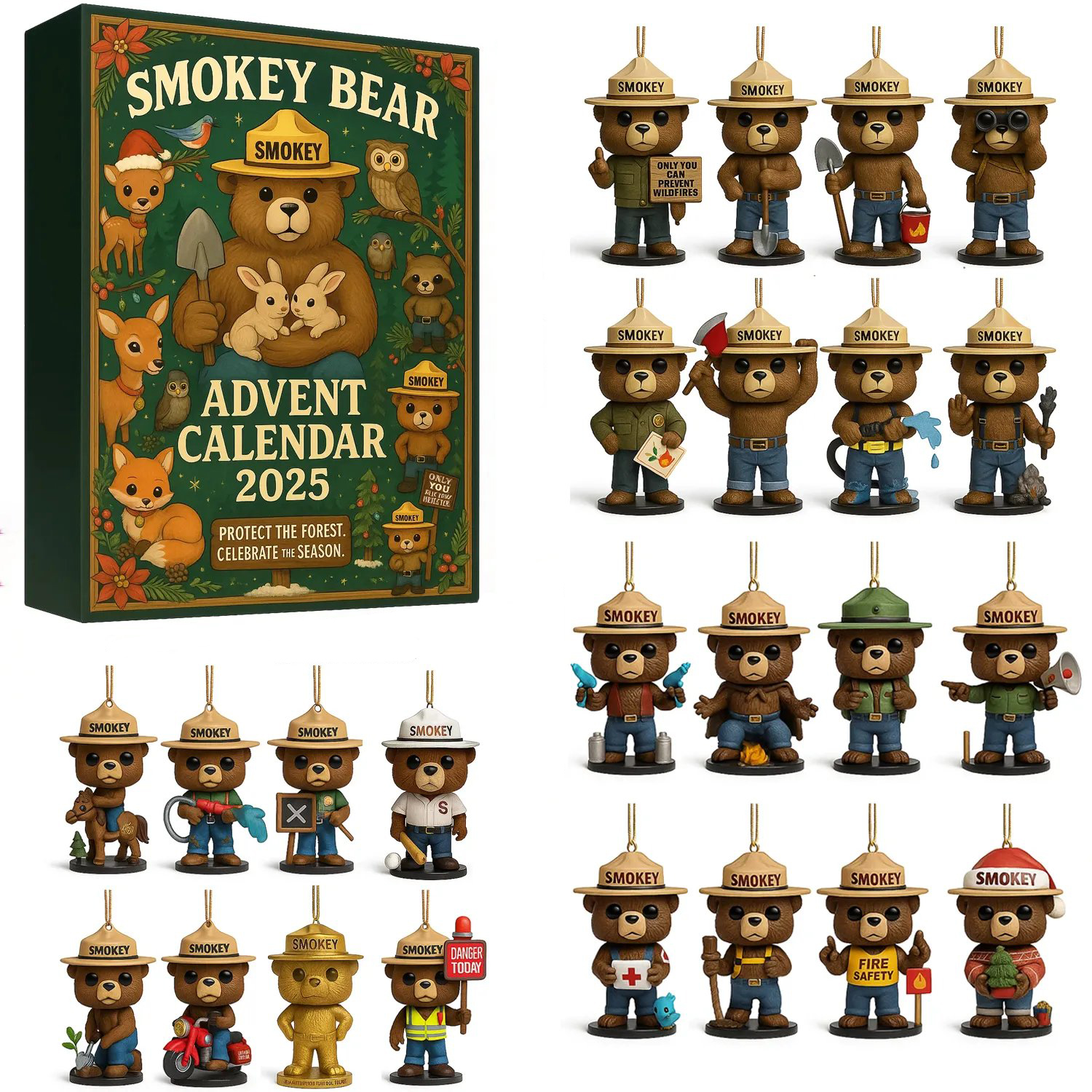 Smokey Bear Advent Calendar 2025 Animal Themed Home Decor Christmas Gifts For Bear Lovers