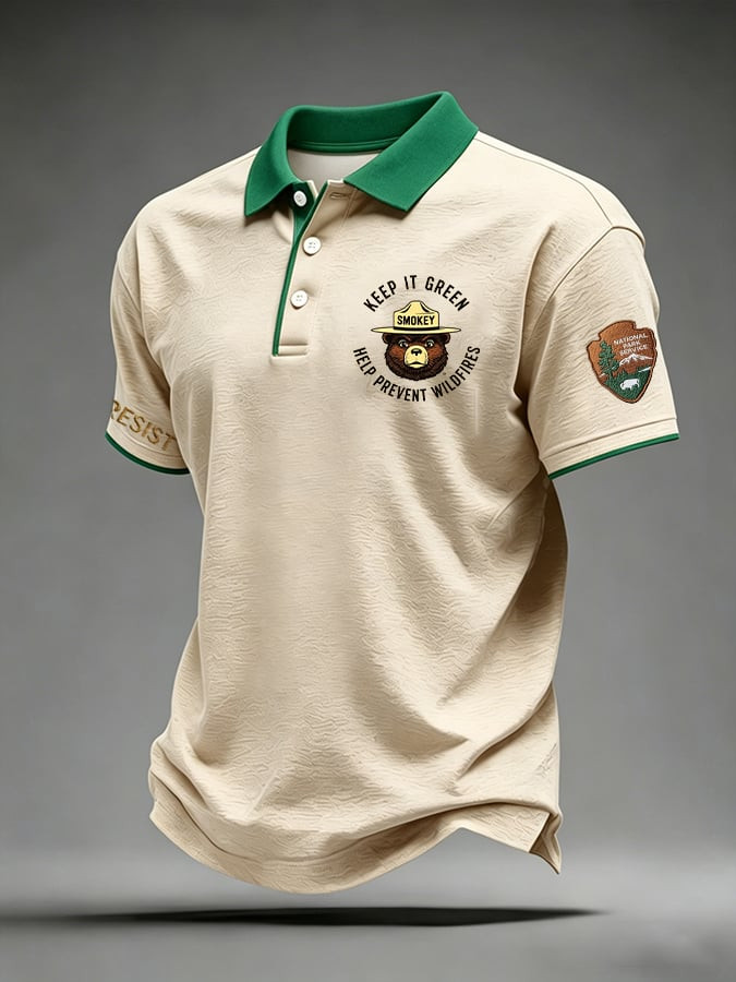 Smokey Bear Keep It Green Help Prevent Wildfires Polo Shirt Rebuilding The USFS Merch For Dad