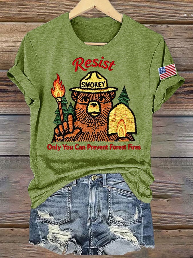 Smokey Bear Resist Only You Can Prevent Forest Fires V-Neck Shirt Rebuilding The USFS For Mom