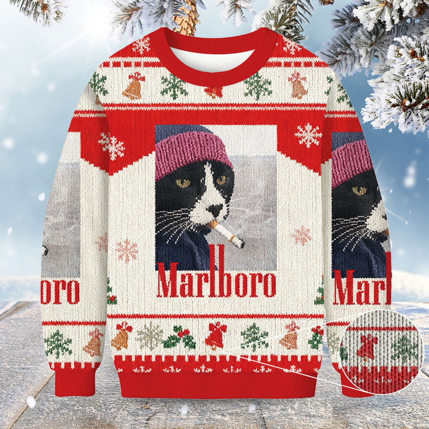Smoking Cat Meme Christmas Ugly Sweater Funny Jumper Cat Gifts For Xmas
