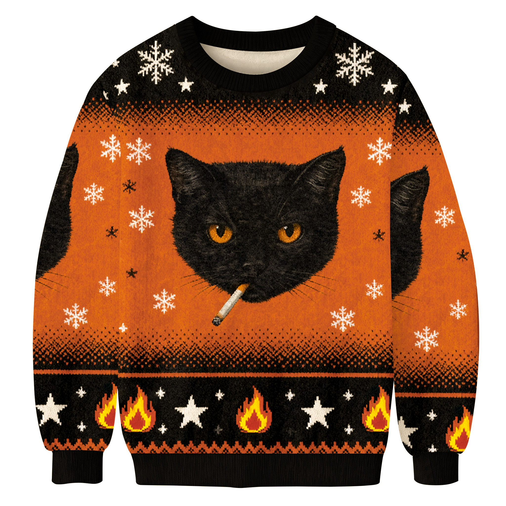 Smoking Cat Ugly Sweater Animal Themed Holiday Apparel Xmas Gifts For Friends
