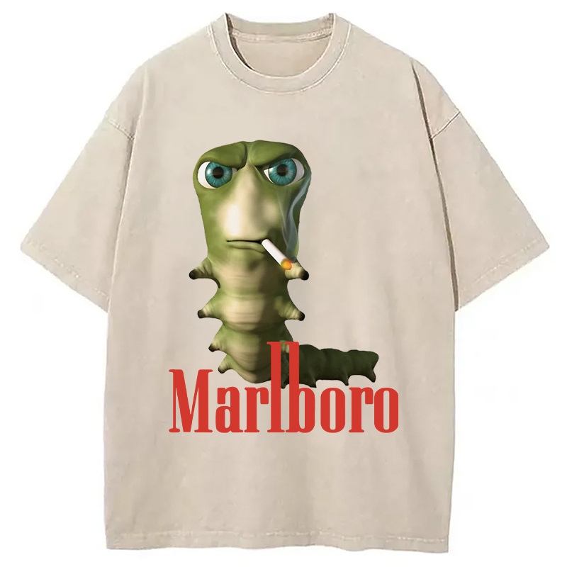 Smoking Caterpillar Meme Washed T-Shirt Classic Graphic Fashion Tee Gifts For Brother