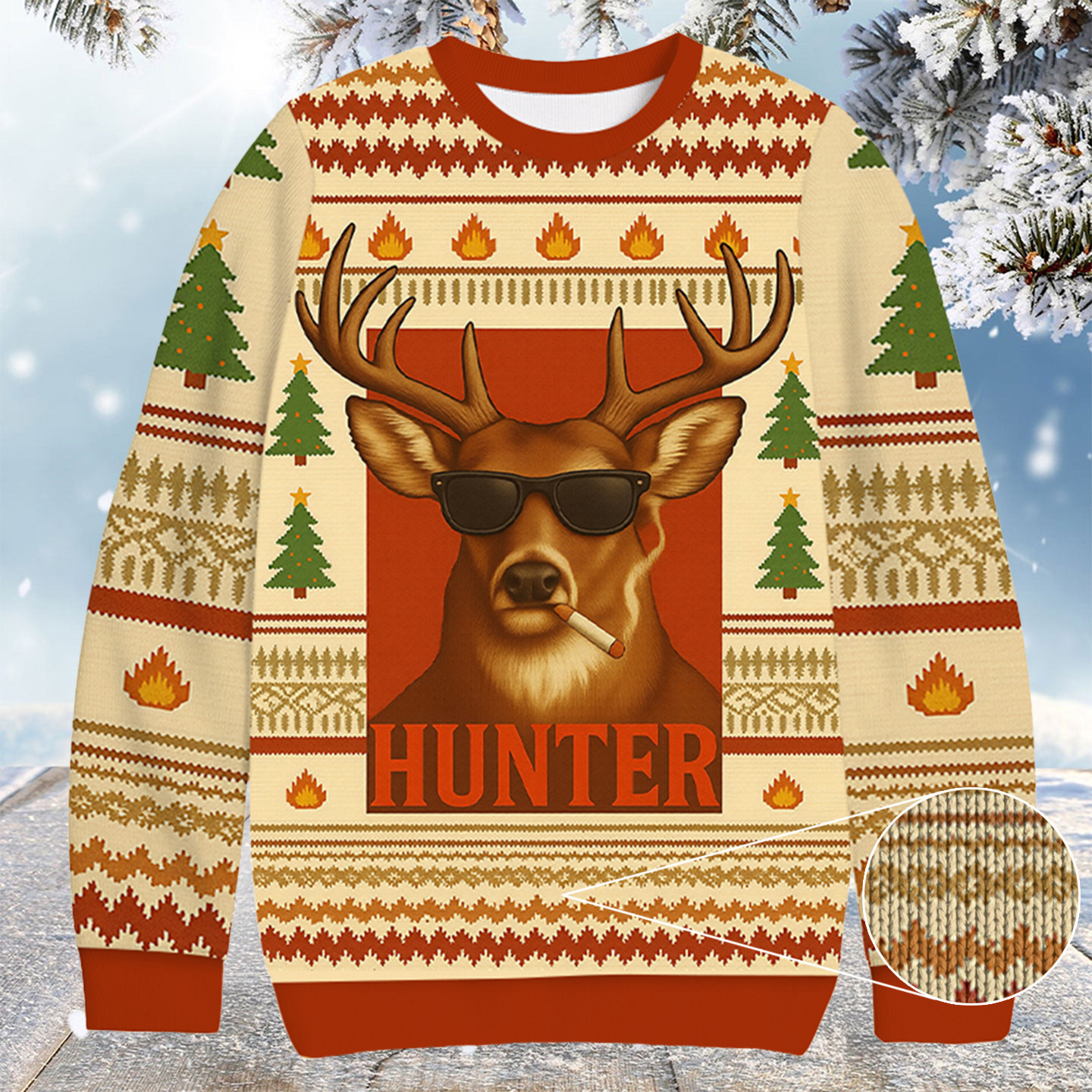 Smoking Deer Hunter Christmas Ugly Sweater Christmas Gifts For Older Brother