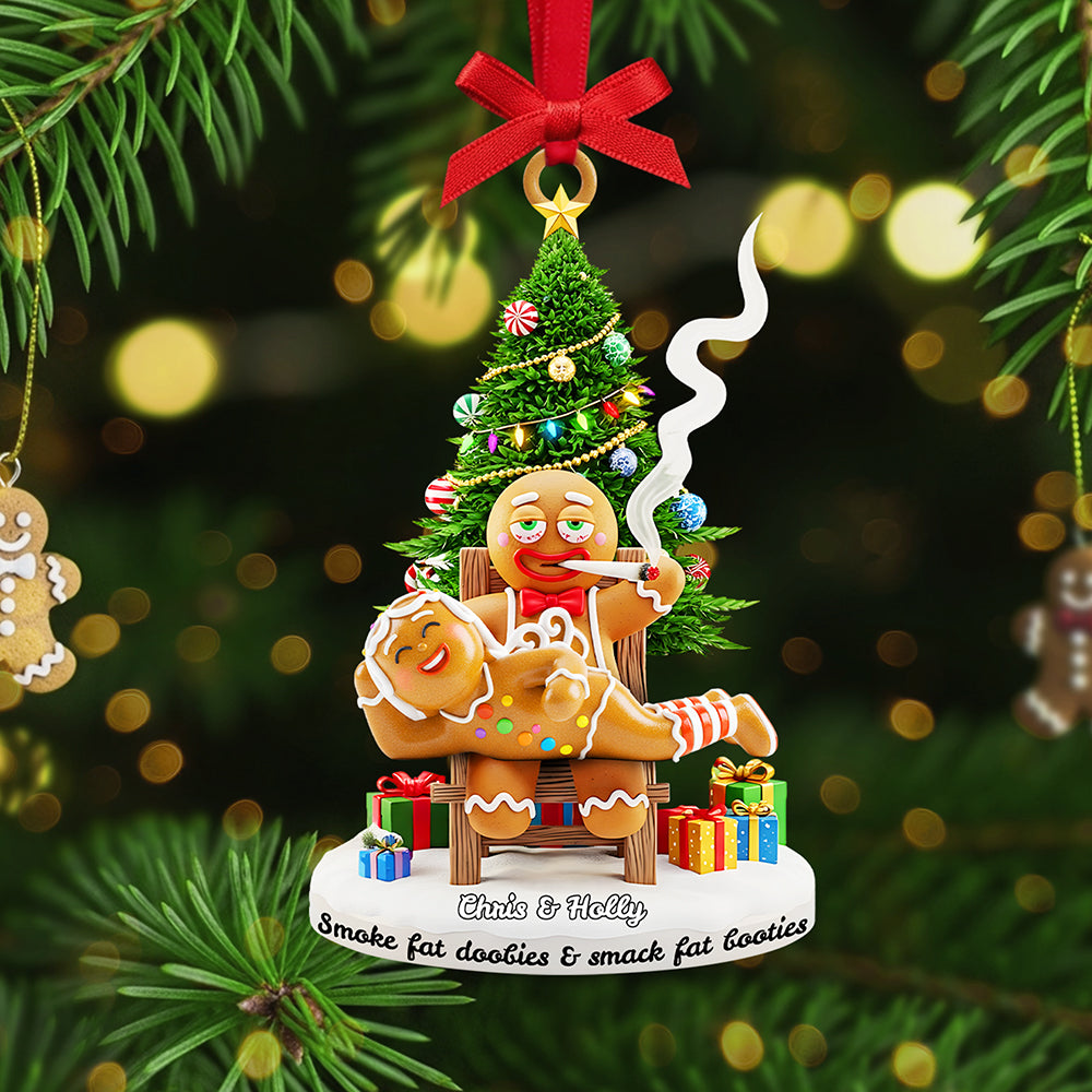 Smoking Gingerbreads Personalized Funny Gifts For Couple Christmas Ornament - Holiday Season Gift Idea