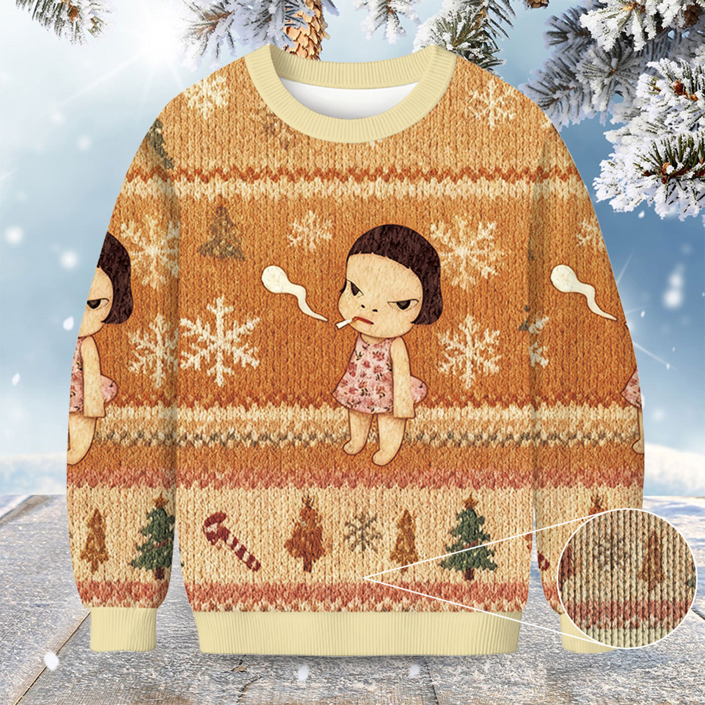Smoking Girl Christmas Ugly Sweater Holiday Apparel Dark Humour Christmas Jumpers