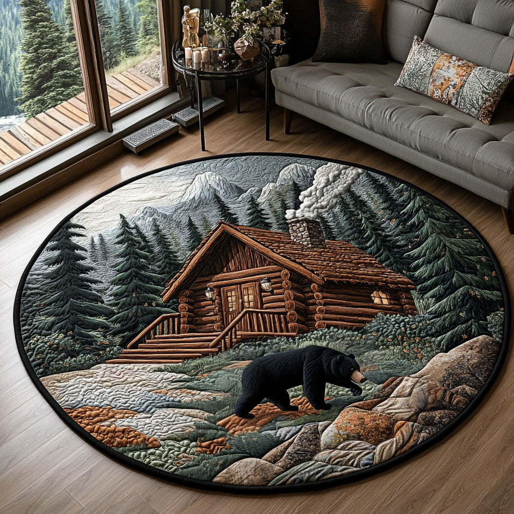 Smoky Bear Lodge Quilted Round Mat Christmas Decor For Entryway Bear Gifts For Grandma