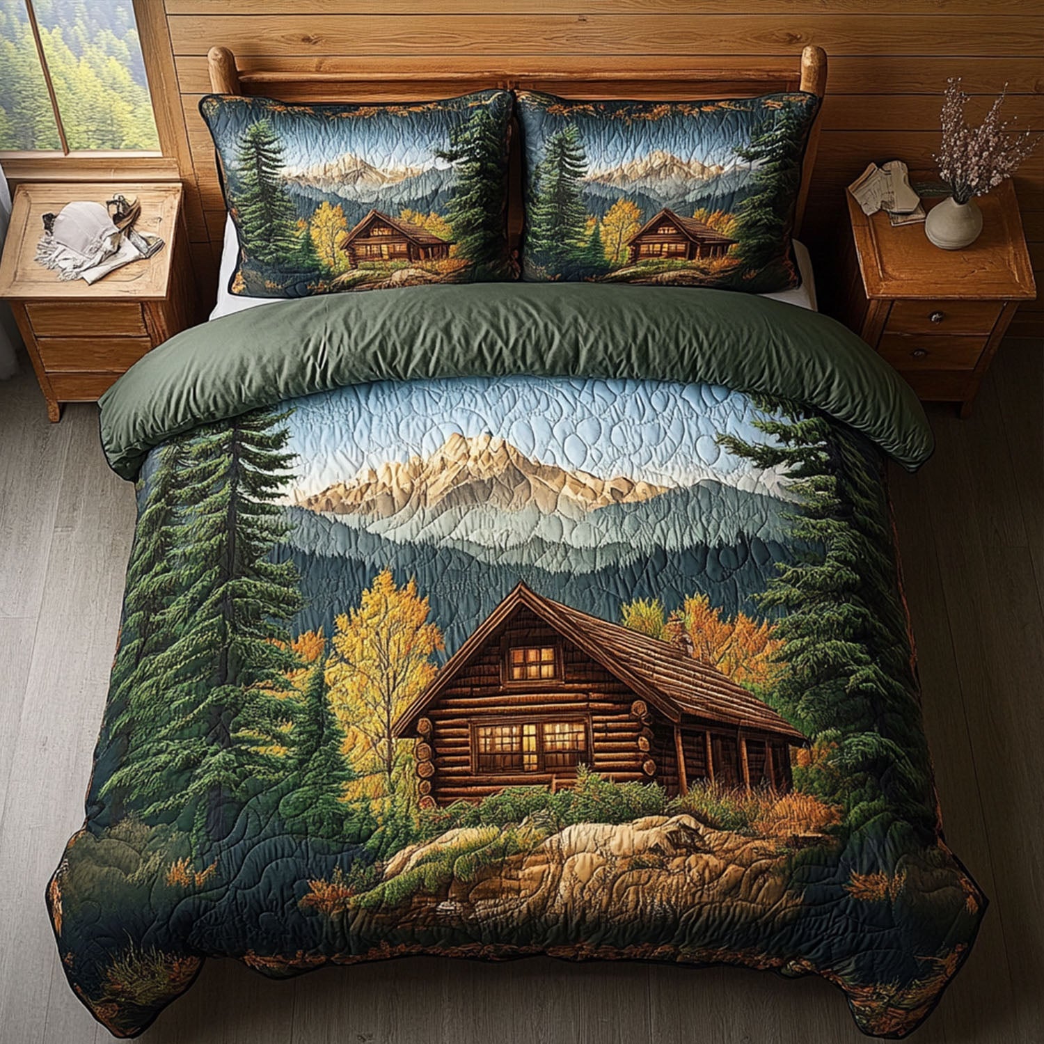 Smoky Haven Quilted Bedding Set Unique Bed Sheet Set Gifts For Wild Animal Lovers